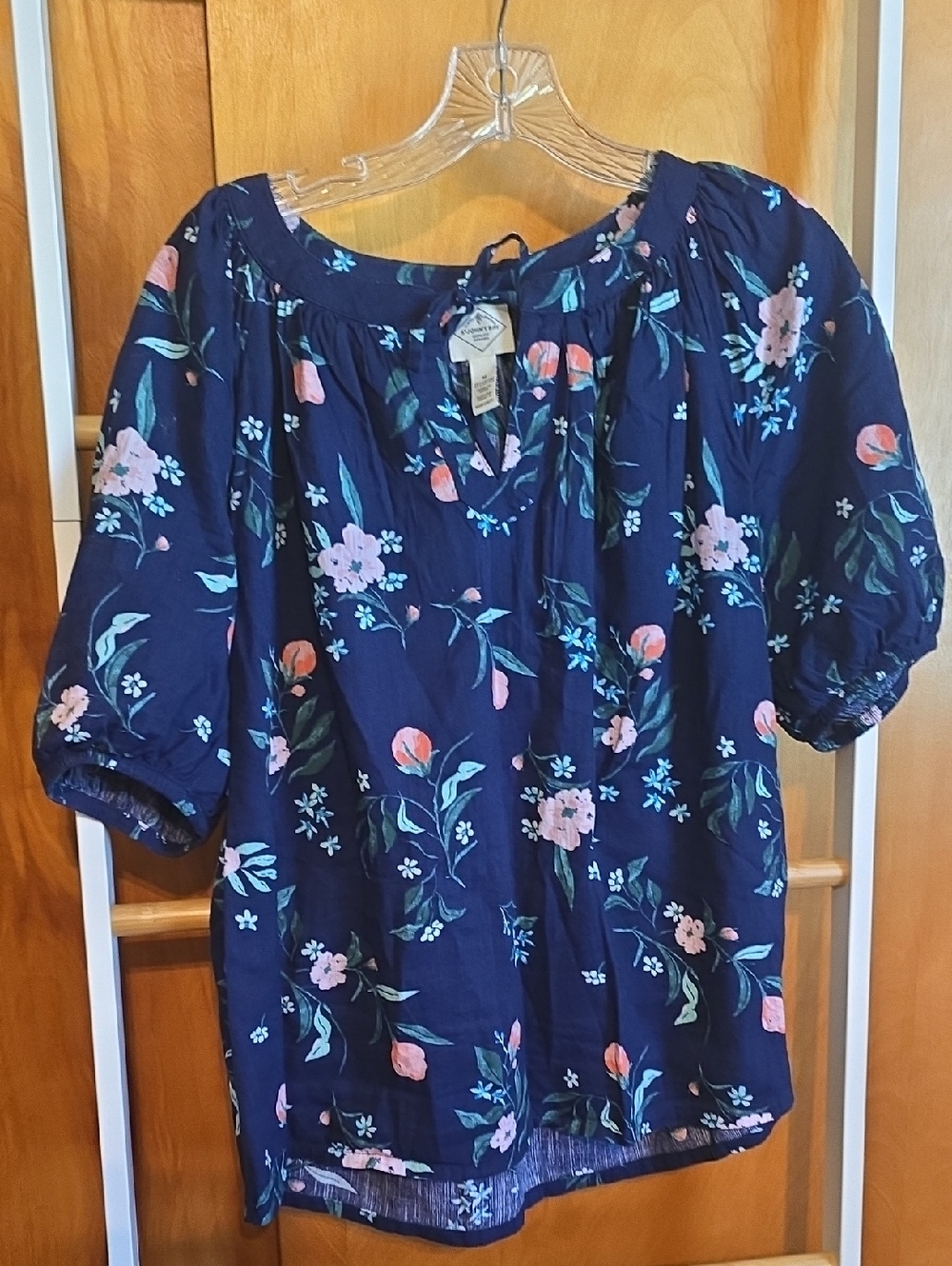 St. John's Bay Navy Floral Peasant Blouse